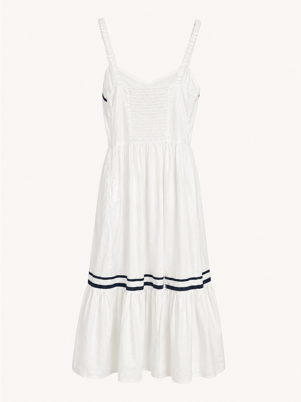🌺I.Crew Corset Midi Dress with Navy Trim - Picture 7 of 7